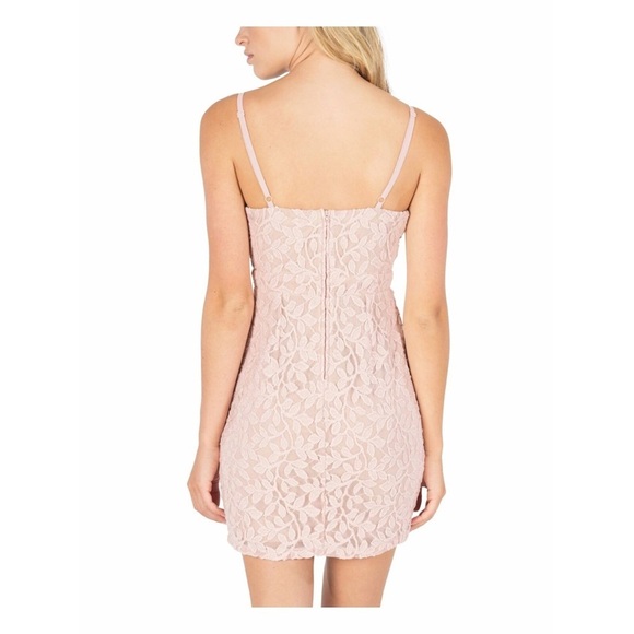 SPEECHLESS Pink Stretch Lined Spaghetti Strap Glitter Mini Dress - Picture 2 of 2